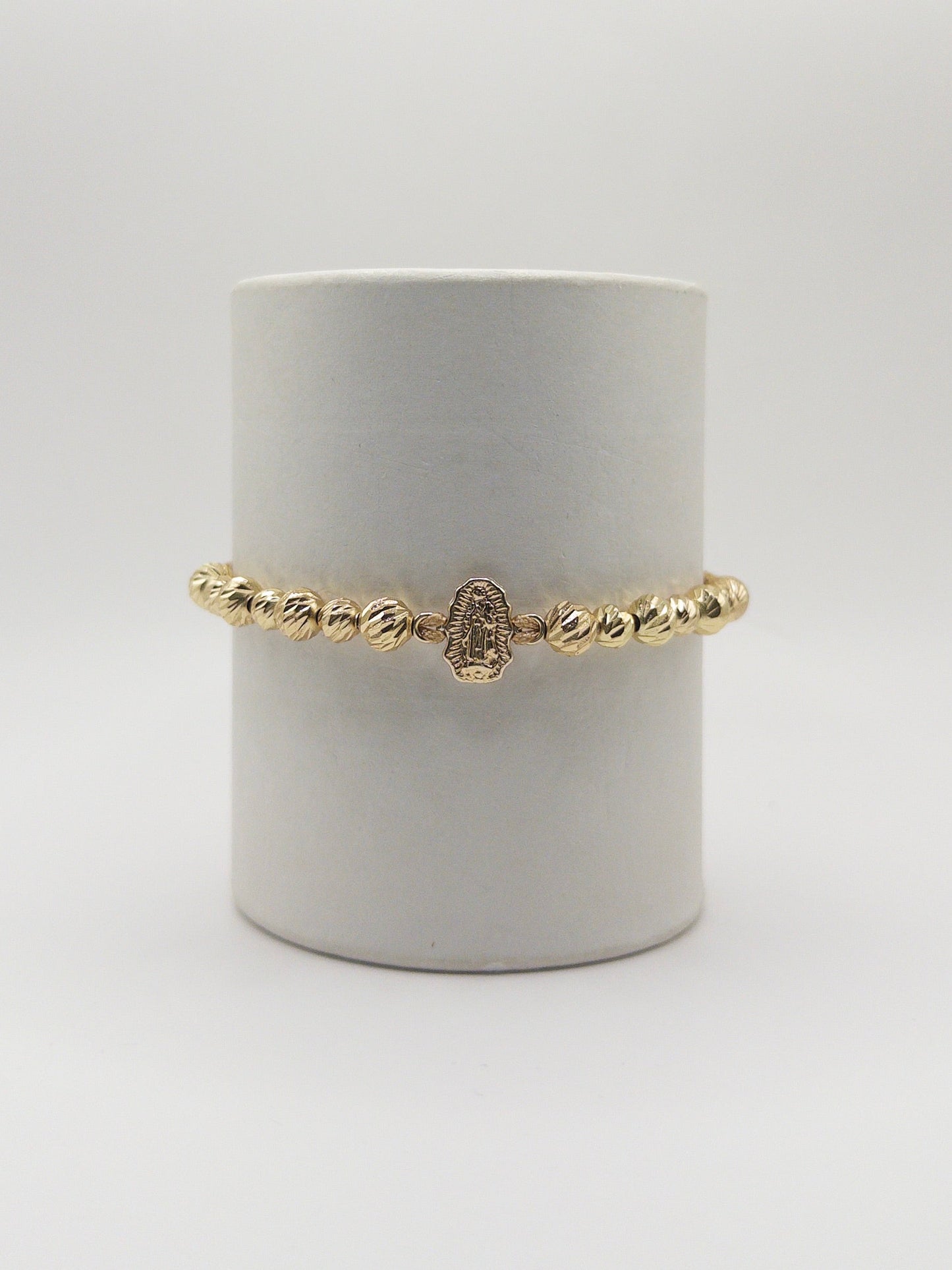 TEJIDA VIRGEN GUADALUPE BALINES #6 Y #5 DIAMANTADO ORO LAMINADO 18K