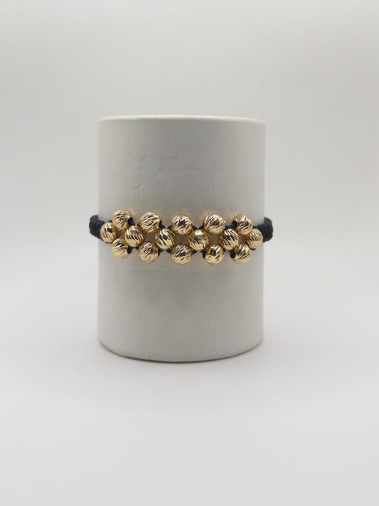 TEJIDA TRES CARRILES BALINES #7 DIAMANTADOS ORO LAMINADO 18K