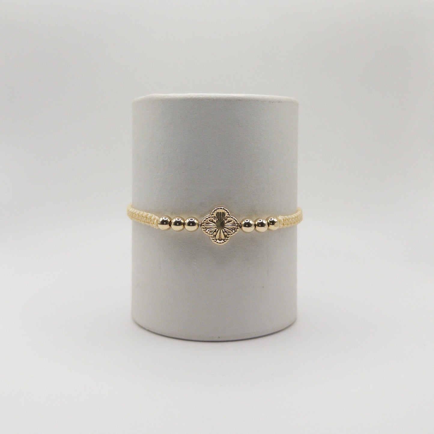 TEJIDA TREBOL DORADO BALINES #5 LISO ORO LAMINADO 18K