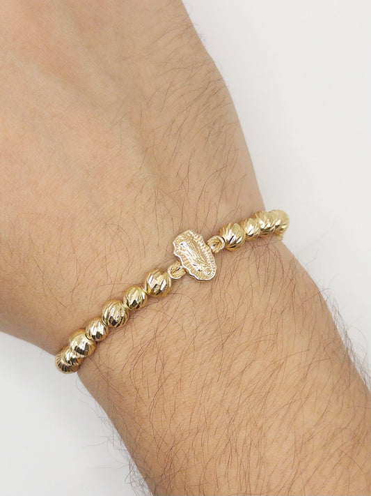 TEJIDA VIRGEN GUADALUPE BALINES #6 Y #5 DIAMANTADO ORO LAMINADO 18K