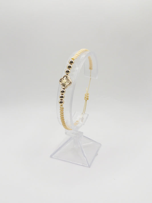 TEJIDA TREBOL DORADO BALINES #5 LISO ORO LAMINADO 18K