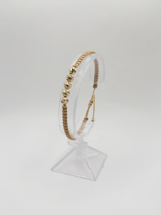 TEJIDA 5 BALINES #6 DIAMANTADOS ORO LAMINADO 18K