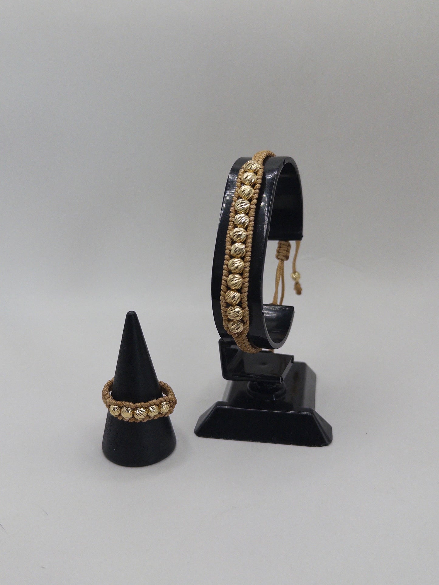 PROMOCION COMBO PULSERA TEJIDA + ANILLO ORO LAMINADO 18K
