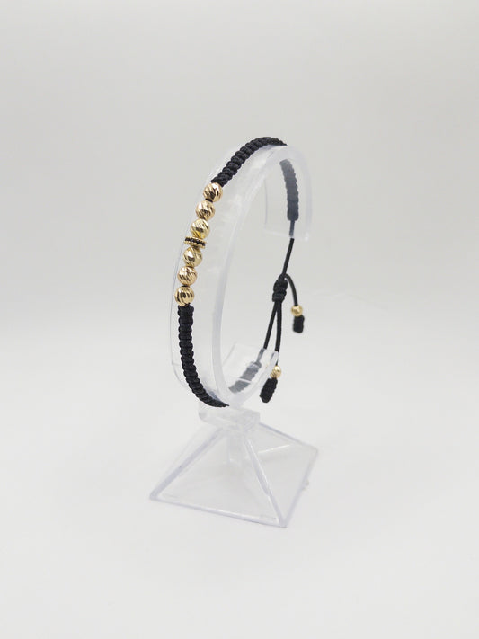 TEJIDA RONDEL NEGRO BALINES #5 DIAMANTADO ORO LAMINADO 18K