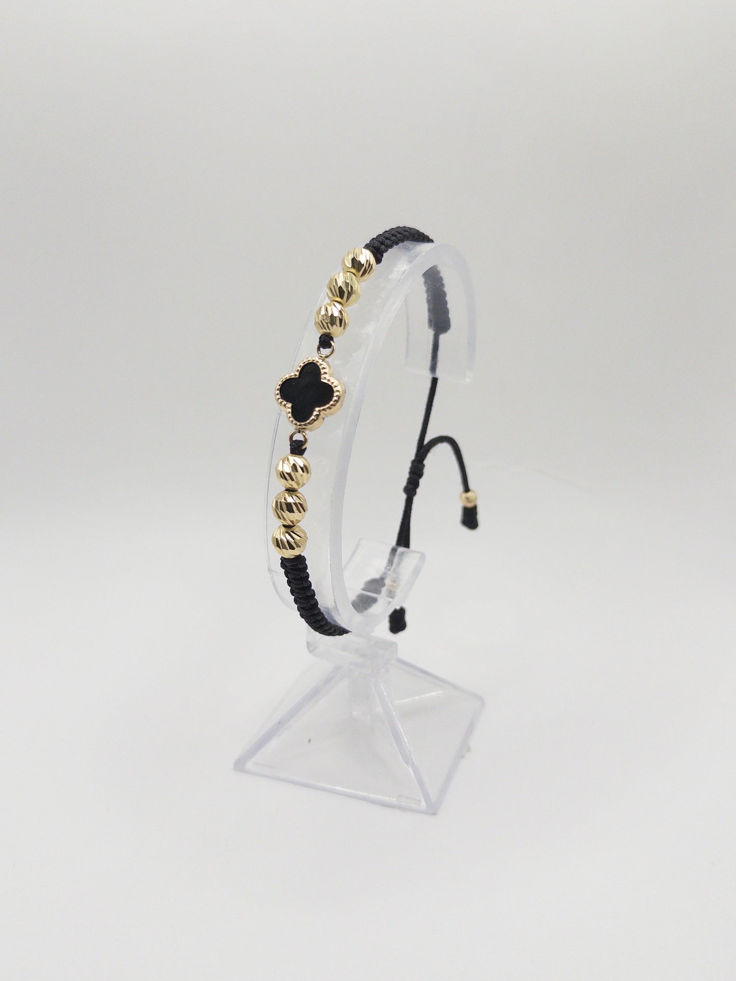 TEJIDA TREBOL NEGRO BALINES #6 DIAMANTADO ORO LAMINADO 18K