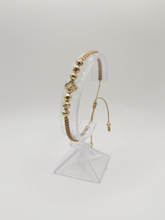 TEJIDA TREBOL DORADO BALINES #6 DIAMANTADOS ORO LAMINADO 18K