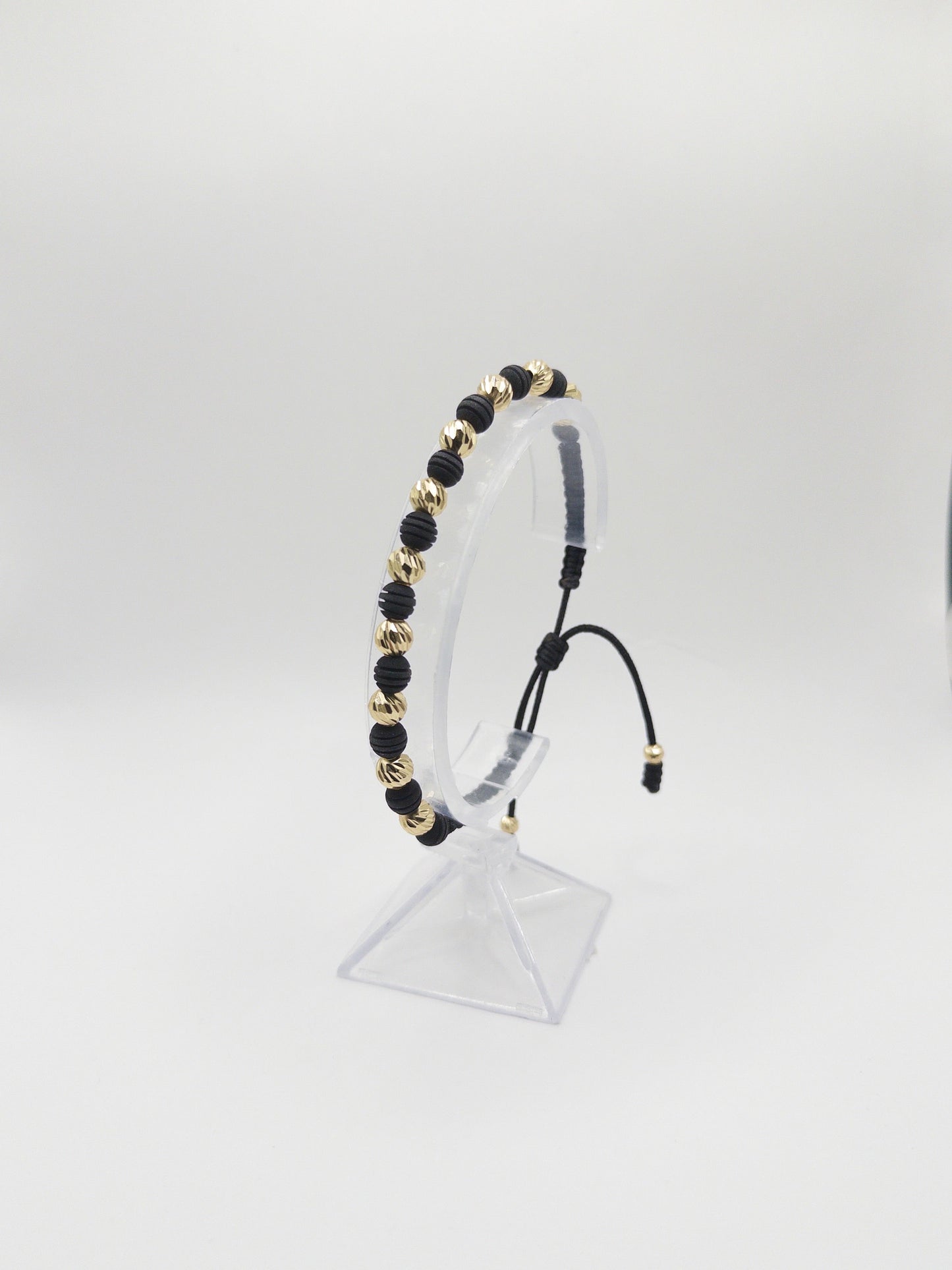 TEJIDA 10 BALINES #6 DIAMANTADOS CON NEOPRENO RAYADO ORO LAMINADO 18K