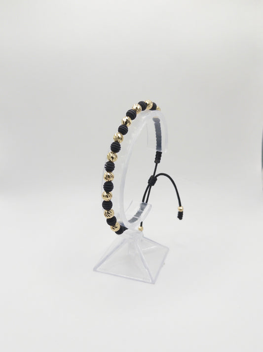 TEJIDA 10 BALINES #6 DIAMANTADOS CON NEOPRENO RAYADO ORO LAMINADO 18K