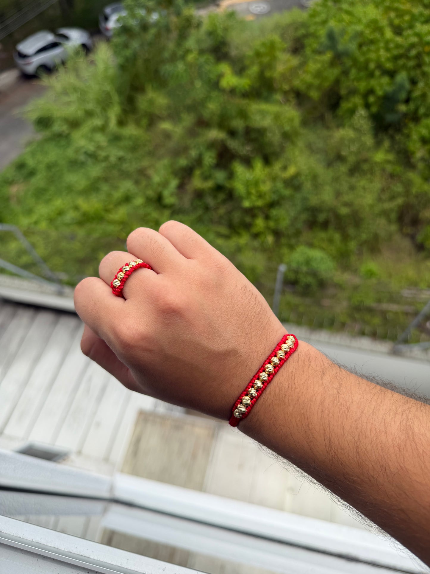 PROMOCION COMBO PULSERA TEJIDA + ANILLO ORO LAMINADO 18K
