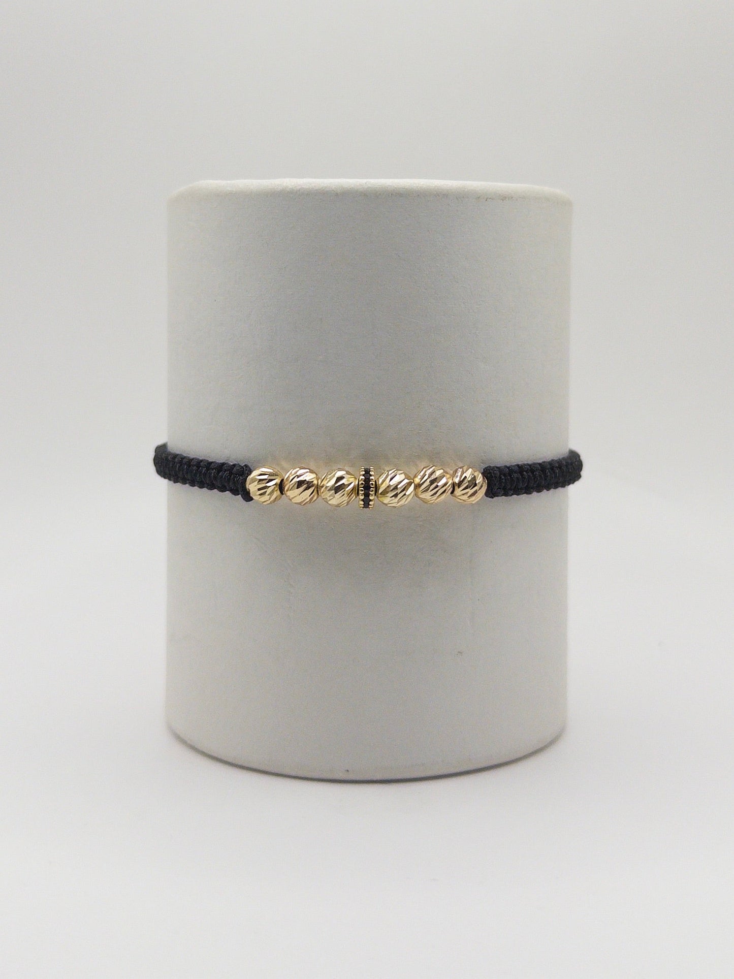 TEJIDA RONDEL NEGRO BALINES #5 DIAMANTADO ORO LAMINADO 18K