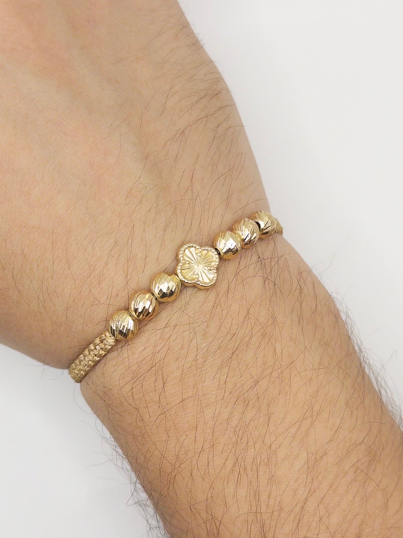 TEJIDA TREBOL DORADO BALINES #6 DIAMANTADOS ORO LAMINADO 18K