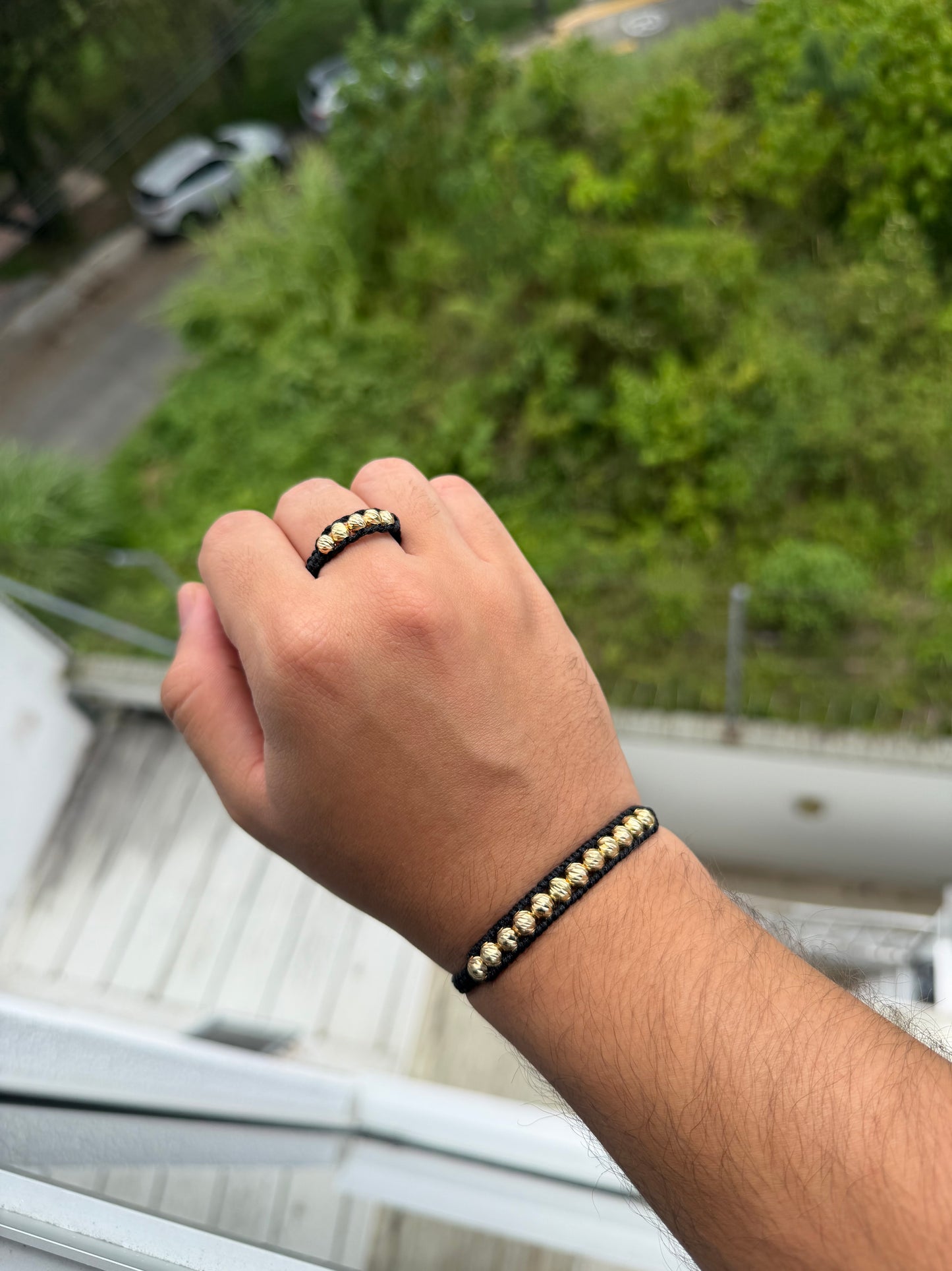 PROMOCION COMBO PULSERA TEJIDA + ANILLO ORO LAMINADO 18K