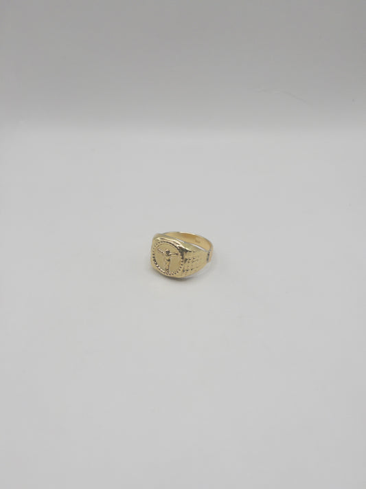 ANILLO CRISTO TALLA 10 ORO LAMINADO 18K