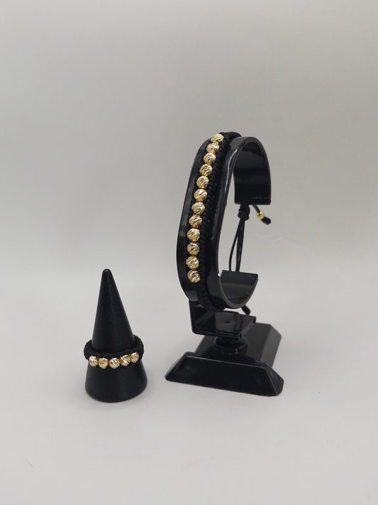 PROMOCION COMBO PULSERA TEJIDA + ANILLO ORO LAMINADO 18K