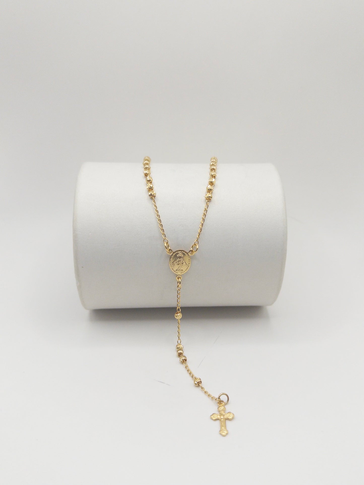 CAMANDULA DIAMANTADA VIRGEN MILAGROSA 45CM ORO LAMINADO 18K