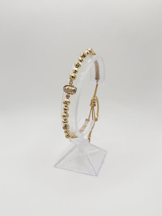 TEJIDA VIRGEN GUADALUPE BALINES #6 Y #5 DIAMANTADO ORO LAMINADO 18K