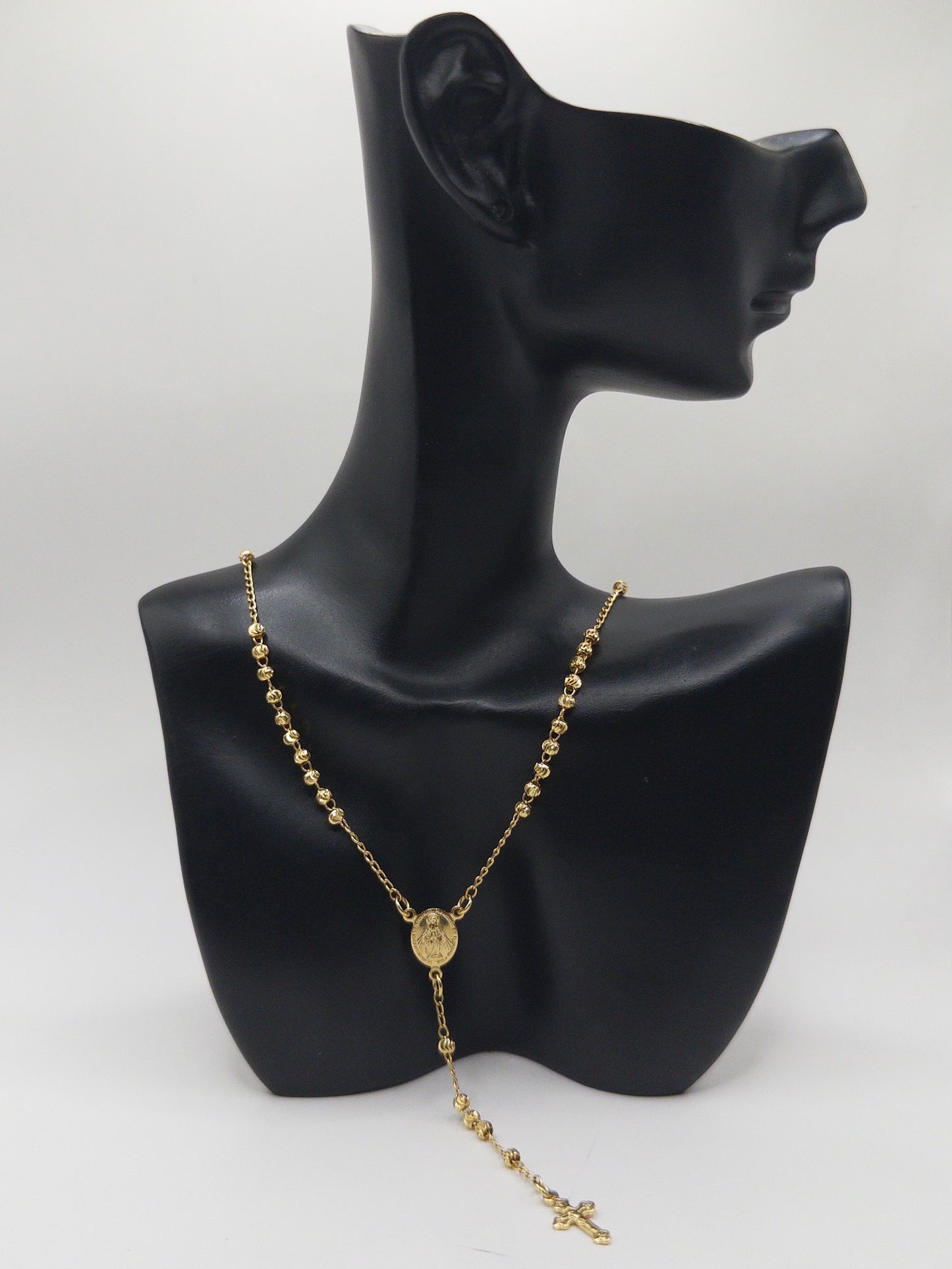 CAMANDULA DIAMANTADA VIRGEN MILAGROSA 45CM ORO LAMINADO 18K