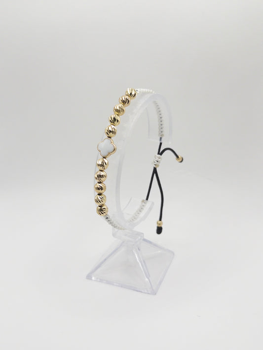 TEJIDA TREBOL BLANCO ORO LAMINADO 18K