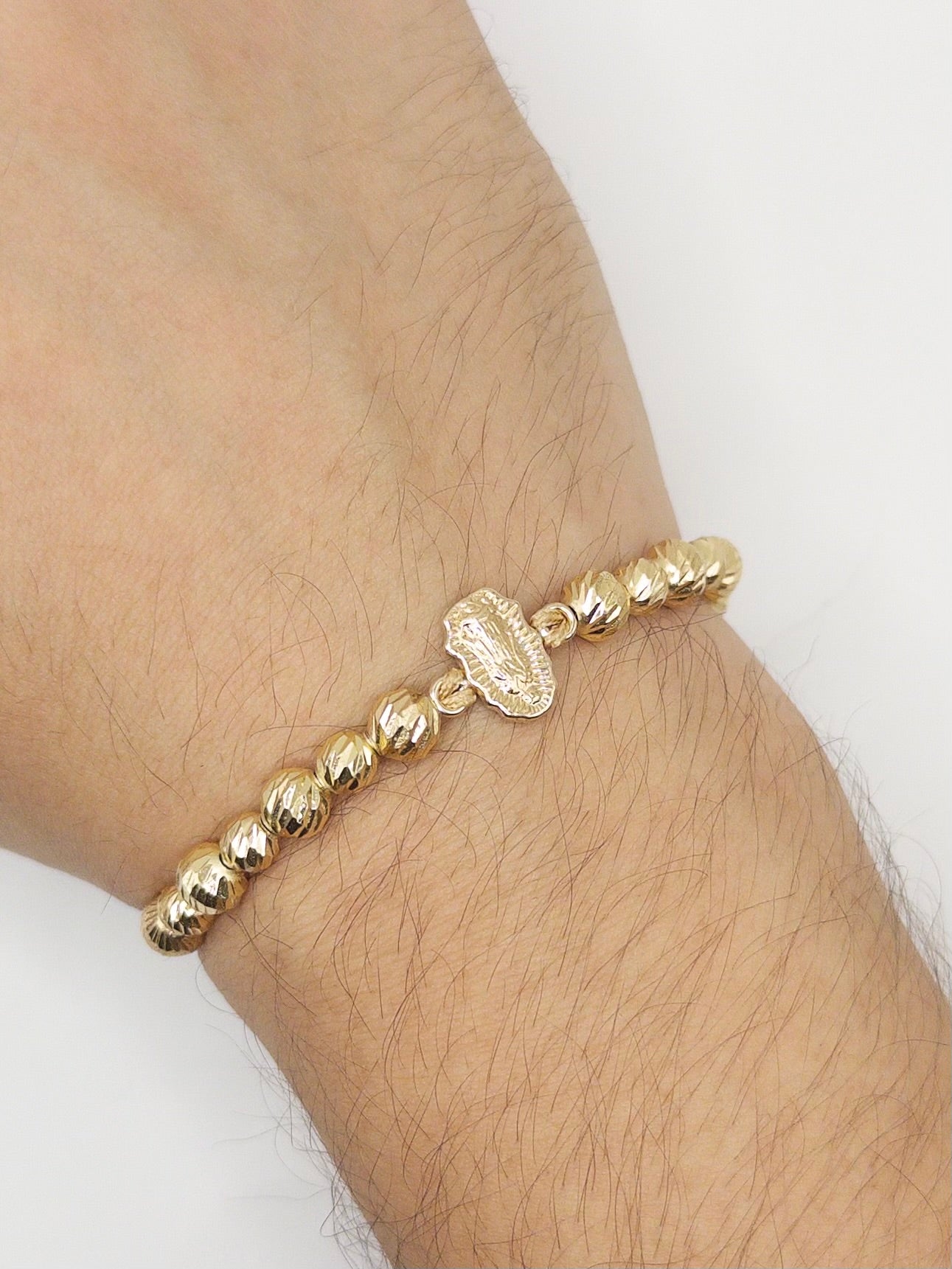 TEJIDA VIRGEN GUADALUPE BALINES #6 Y #5 DIAMANTADO ORO LAMINADO 18K